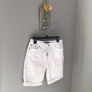 Calvin Klein 5 Pocket White Stretch Denim Shorts,8
